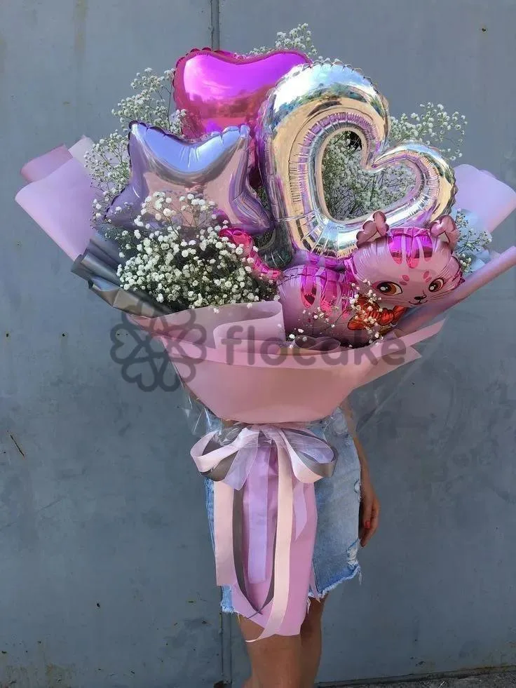 Balonlar və Gülüşlər Buketi – Helium Şar Buketi